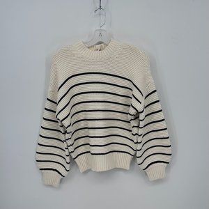 Women's Alex Mill Button-Back Crewneck Sweater in Stripe S